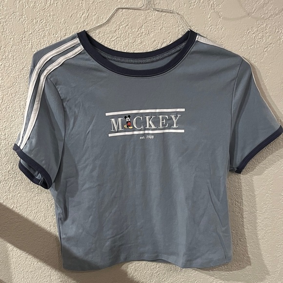 Disney Blue Mickey Crop Top - Picture 1 of 2